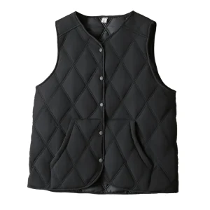 Fashion Plus Size Women’s Sleeveless Argyle Pocket Parka Vest
