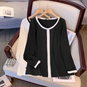 Plus Size Women's Slim Fit Long Sleeve Thin T-Shirt