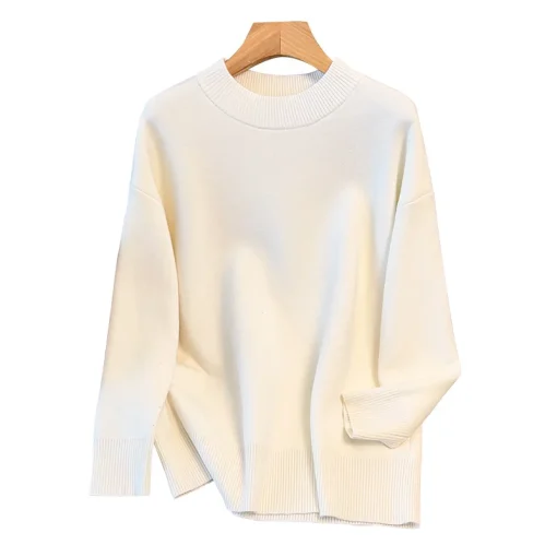 Plus Size Winter Fleece Loose Round Neck Pullover Sweater - Image 6