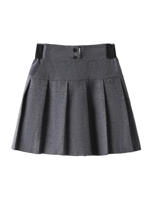 Plus Size Loose A-Line Wool Pleated Short Skirt for Women - Image 6