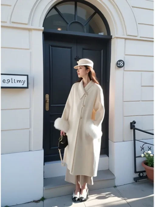 Plus Size Winter Thick Loose Lapel Woolen Trench Coat - Image 4