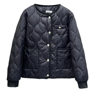 Plus Size Women’s Chic Quilted Cotton-Padded Parka Coat