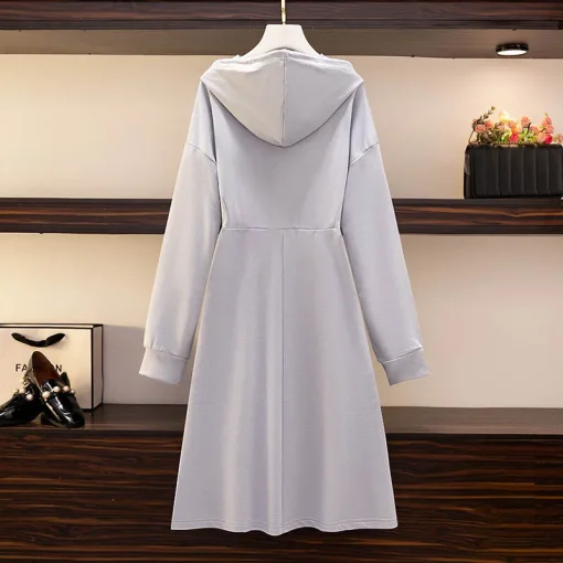 Plus Size Hooded Zipper Sanitary Dress for Women - Image 3