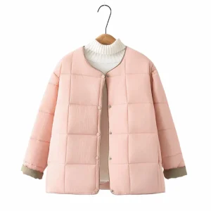 Plus Size Women’s Contrast Color Cotton-Padded Fashion Parka Coat