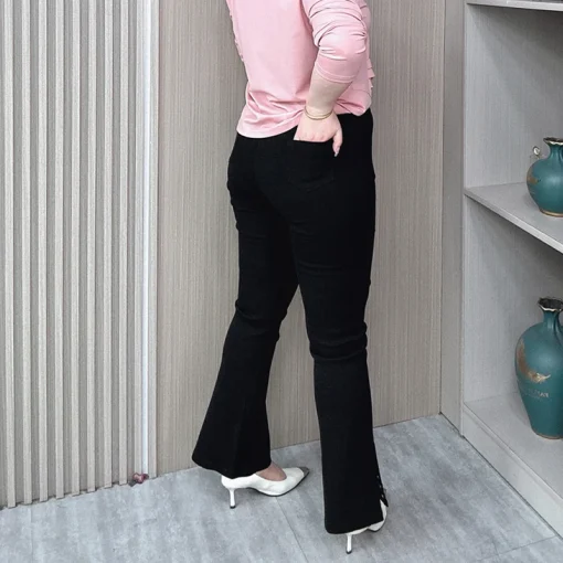 Plus Size Women’s Slim Flare Pants Elastic Waist Casual - Image 3