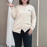 Plus Size Embroidered Sweater Cardigan for Women Autumn Winter