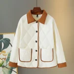 Plus Size Women’s Block Color Cotton-Padded Parka, Winter Coat