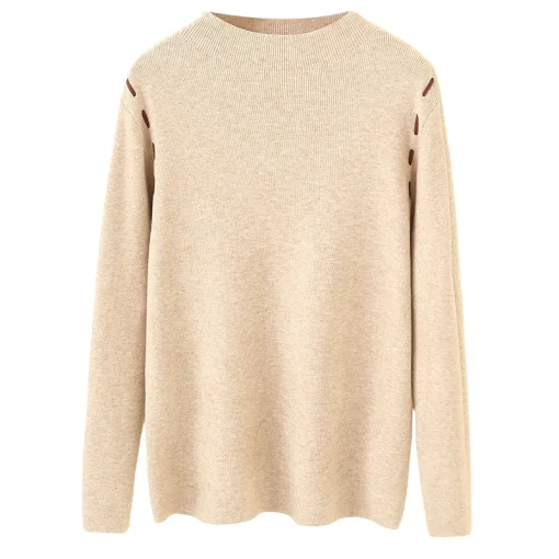 Plus Size Mock Neck Knit Sweater for Women Autumn Winter - Image 6