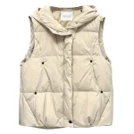 Plus Size Women’s Down Vest, Hooded Sleeveless Winter Coat