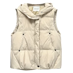 Plus Size Women’s Down Vest, Hooded Sleeveless Winter Coat