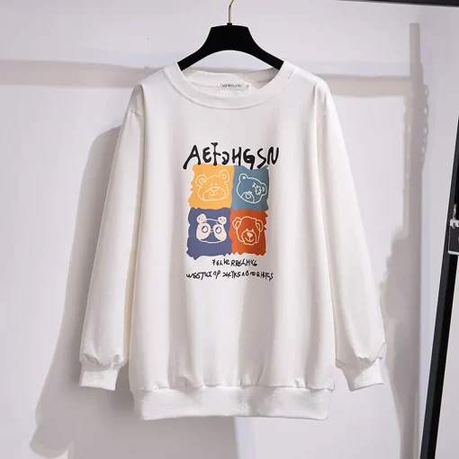 Plus Size Cartoon Print Loose Sweatshirt for Women - Image 5