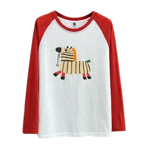 Women's Plus Size Block Color Zebra Print Raglan Tee