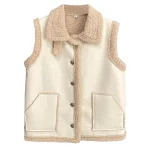 Plus Size Women's Sleeveless Leather Fur Motorcycle Jacket Vest