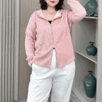 Plus Size Hooded Cardigan Coat Casual Long Sleeve Zipper