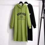 Plus Size Loose Hooded Letter Print Sweater Dress