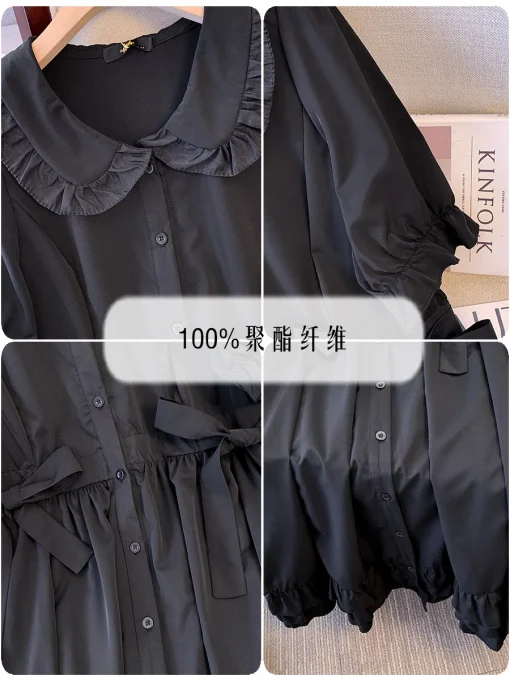 Plus Size Women's Summer Loose Retro Doll Collar Dress - Image 5