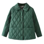 Plus Size Women’s Argyle Lapel Cotton-Padded Parka, Winter Coat