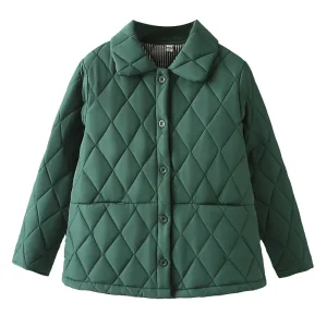 Plus Size Women’s Argyle Lapel Cotton-Padded Parka, Winter Coat