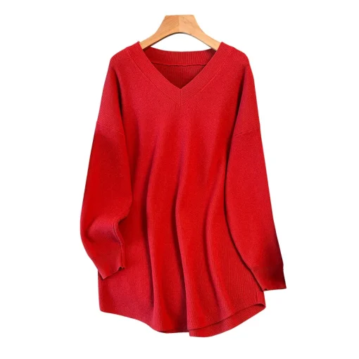 Plus Size Women's Loose Medium Length Thickened Knitted Sweater - Image 6