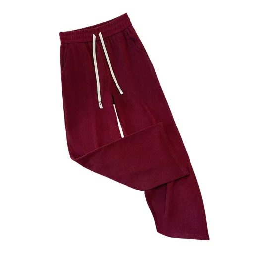 Plus Size Loose Fleece Straight Leg Elastic Waist Pants - Image 6