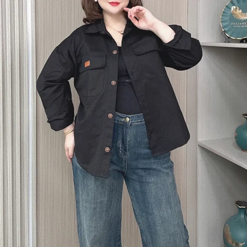 Plus Size Women’s Long Sleeve Shirt, Loose Casual Blouse - Image 5