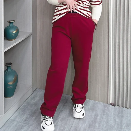 Women's Plus Size High Waist Straight Leg Casual Sweatpants