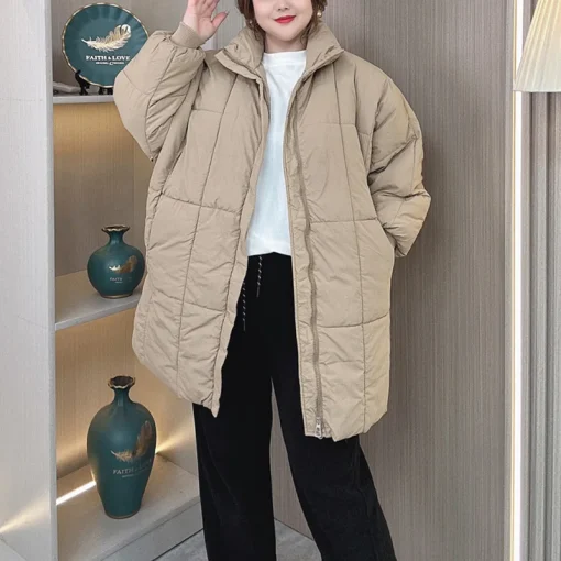 Plus Size Women’s Parka, Thickened Down Cotton Jacket Winter - Image 5