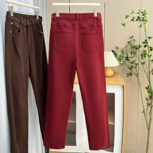 Plus Size High Waist Loose Straight Leg Casual Pants - Image 3