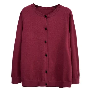 Plus Size Crewneck Knitted Cardigan for Women Early Spring