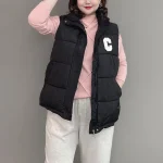 Plus Size Women’s Down Cotton Vest Coat, Padded Parka