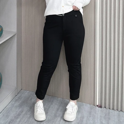 Casual Slim Fit High Waisted Cigarette Pants for Women - Image 2