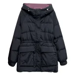 Plus Size Women Winter Down Coat Hooded Drawstring Jacket