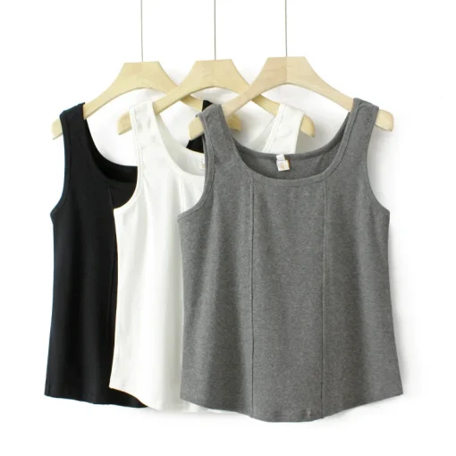 Plus Size Cotton U-Neck Sleeveless Tank Top for Women