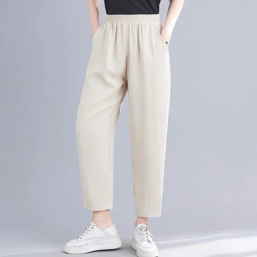 Plus Size Women's Loose High Waist Elastic Waist Pants - Image 3