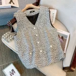 Plus Size Women's V-neck Sleeveless Vest Tank Top Gray