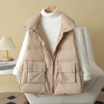 Plus Size Loose Stand Collar White Duck Down Vest