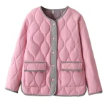 Plus Size Women’s Contrast Color Quilted Cotton-Padded Parka Coat