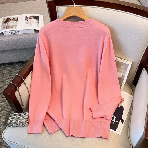 Plus Size Spring Autumn Winter Loose Cardigan Sweater Jacket - Image 5