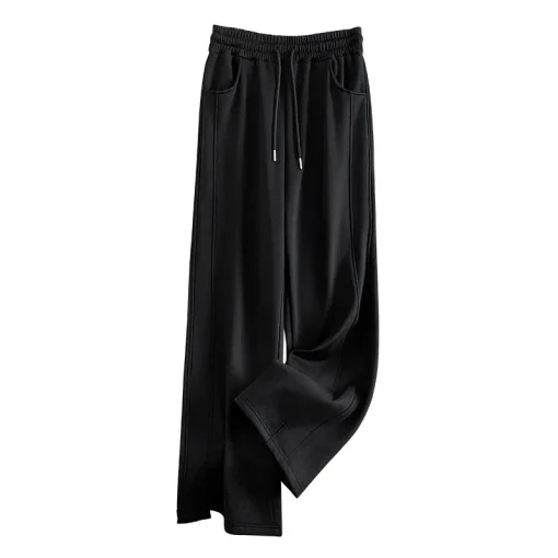 Plus Size Winter Fleece Loose High Waisted Straight Leg Pants - Image 6