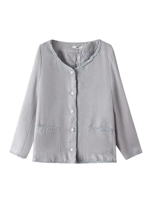 Plus Size Women's Loose Long-Sleeve Small Fragrant Jacket Coat - Image 6