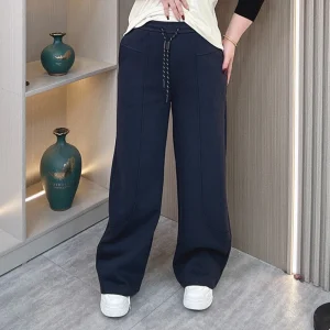 Plus Size Women's High Waist Wide Leg Drawstring Pants