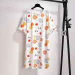 Plus Size Women's Summer Milk Silk Cartoon Print Nightdress