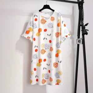 Plus Size Women's Summer Milk Silk Cartoon Print Nightdress