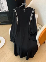 Plus Size Women's Loose Long Sleeve Mid-Length Dress