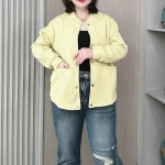 Women's Plus Size Casual Baseball Jacket with Hoodie