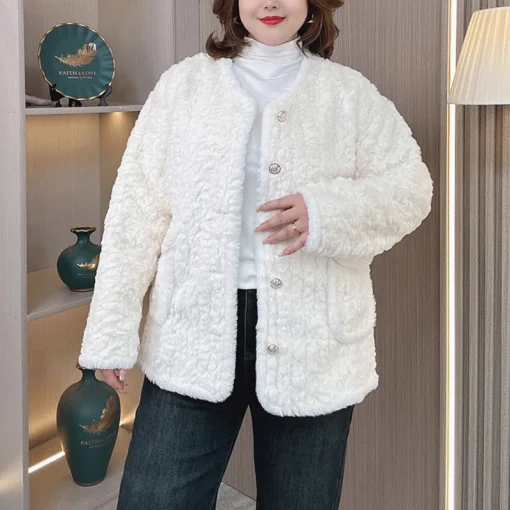 Plus Size Women’s Faux Fur Coat, Warm Winter Outerwear - Image 4