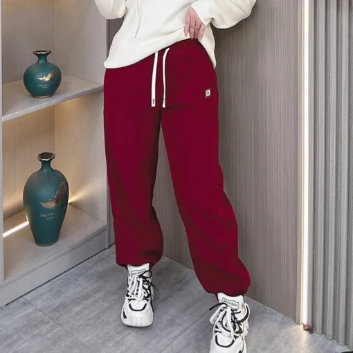 Plus Size Women’s Fleece-Lined Warm Loose Sweatpants - Image 2