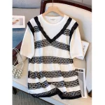 Plus Size Women's Loose Round Neck Two-Piece Knit T-shirt