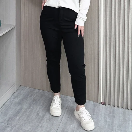 Casual Slim Fit High Waisted Cigarette Pants for Women - Image 3