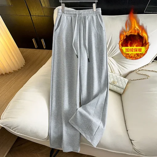 Plus Size Women's Winter Fleece High Waist Casual Pants - Image 3